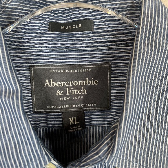 Abercrombie & Fitch‎ Men's Striped Button Down Muscle Shirts Long Sleeve Size L - Picture 7 of 12